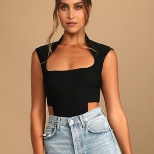 Lulu’s Plenty to Love Black Square Neck Sleeveless Bodysuit